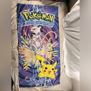 Pokemon Gotta Catch Em All Pikachu Mewtwo Beach Towel Vintage 2000 Y2K AOP 54x28